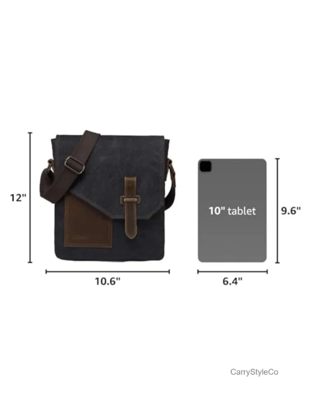 Genuine Leather Canvas Messenger Bag Crossbody Anti-Theft Shoulder Purse